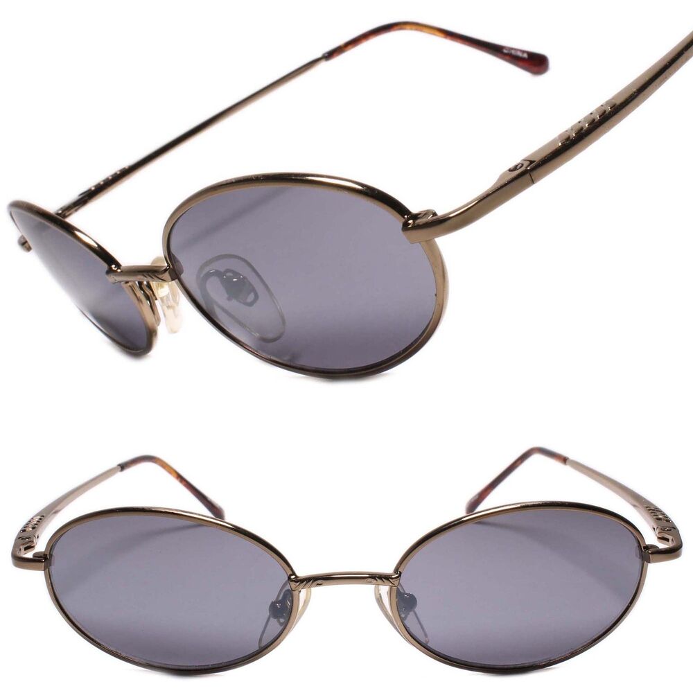 Mens Classic Hippie Vintage Deadstock Retro Style Oval Sunglasses Brown Frame